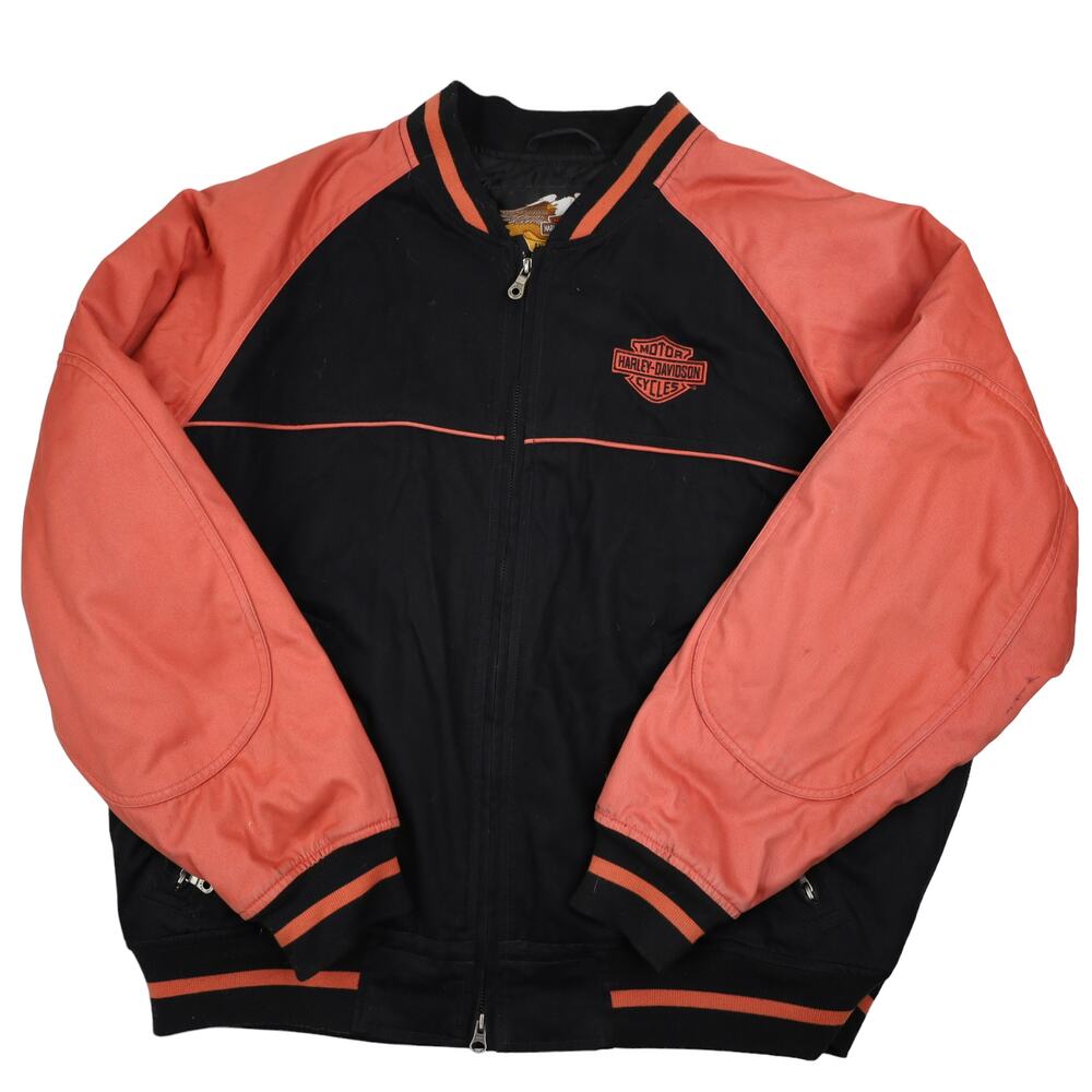 Vintage Harley Davidson Spellout Quilted Bomber Jacket